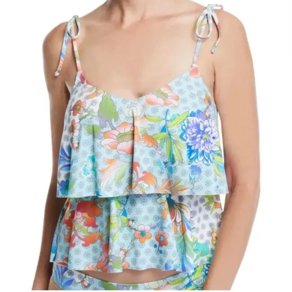 Johnny Was DREAMER Tankini Swim Top Size Small Colorful Floral Adjustable - Picture 2 of 8